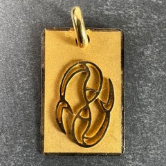 French Pisces Starsign Zodiac 18K Yellow Gold Charm Medal Pendant