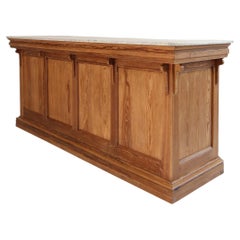 French Pitch Pine and Marble Top Counter, Kitchen Island