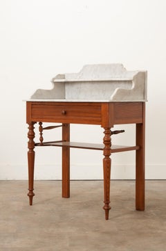 French Pitch Pine and Marble Vanity