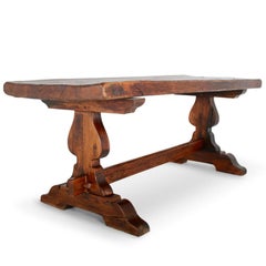 Antique French Plank Oak Trestle Table C-GD