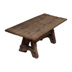 French Plank Table with Metal Detail