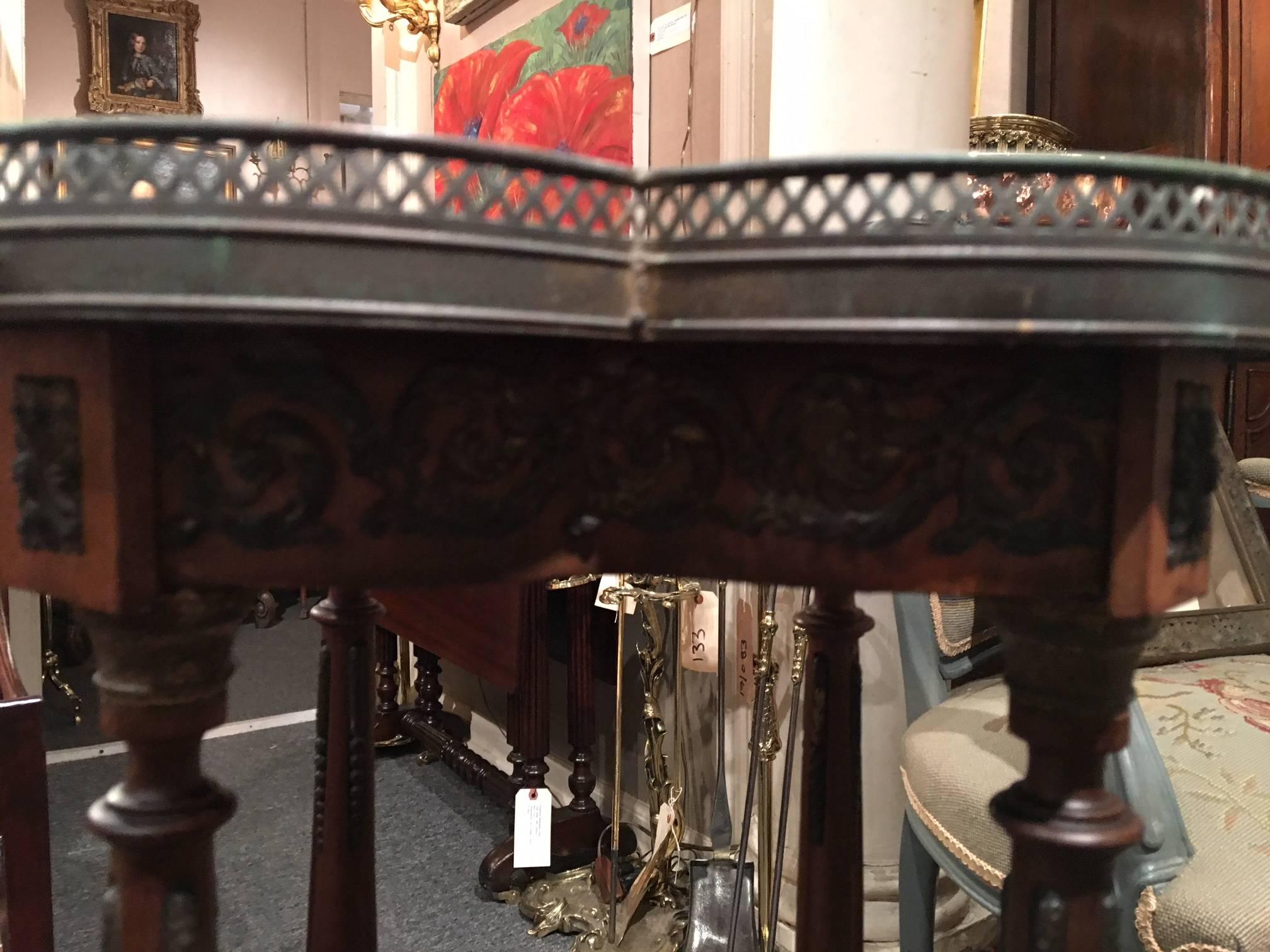 French Plant Stand or Pedestal with Brass Ormolu and Marble Top, 19th Century In Excellent Condition In Savannah, GA