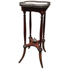 French Plant Stand or Pedestal with Brass Ormolu and Marble Top, 19th Century