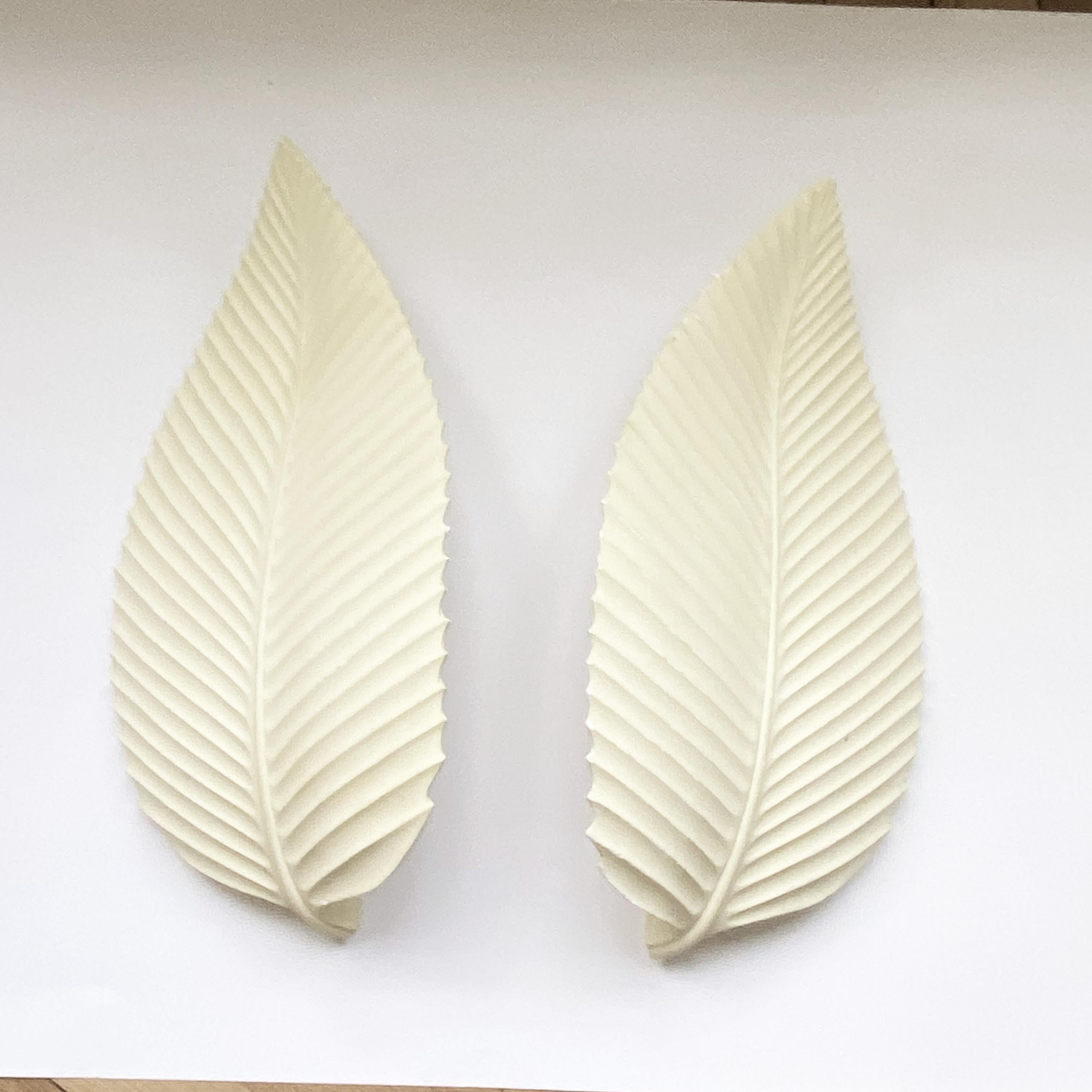 2 French Plaster Beech Leaf Sconces, 1990s.