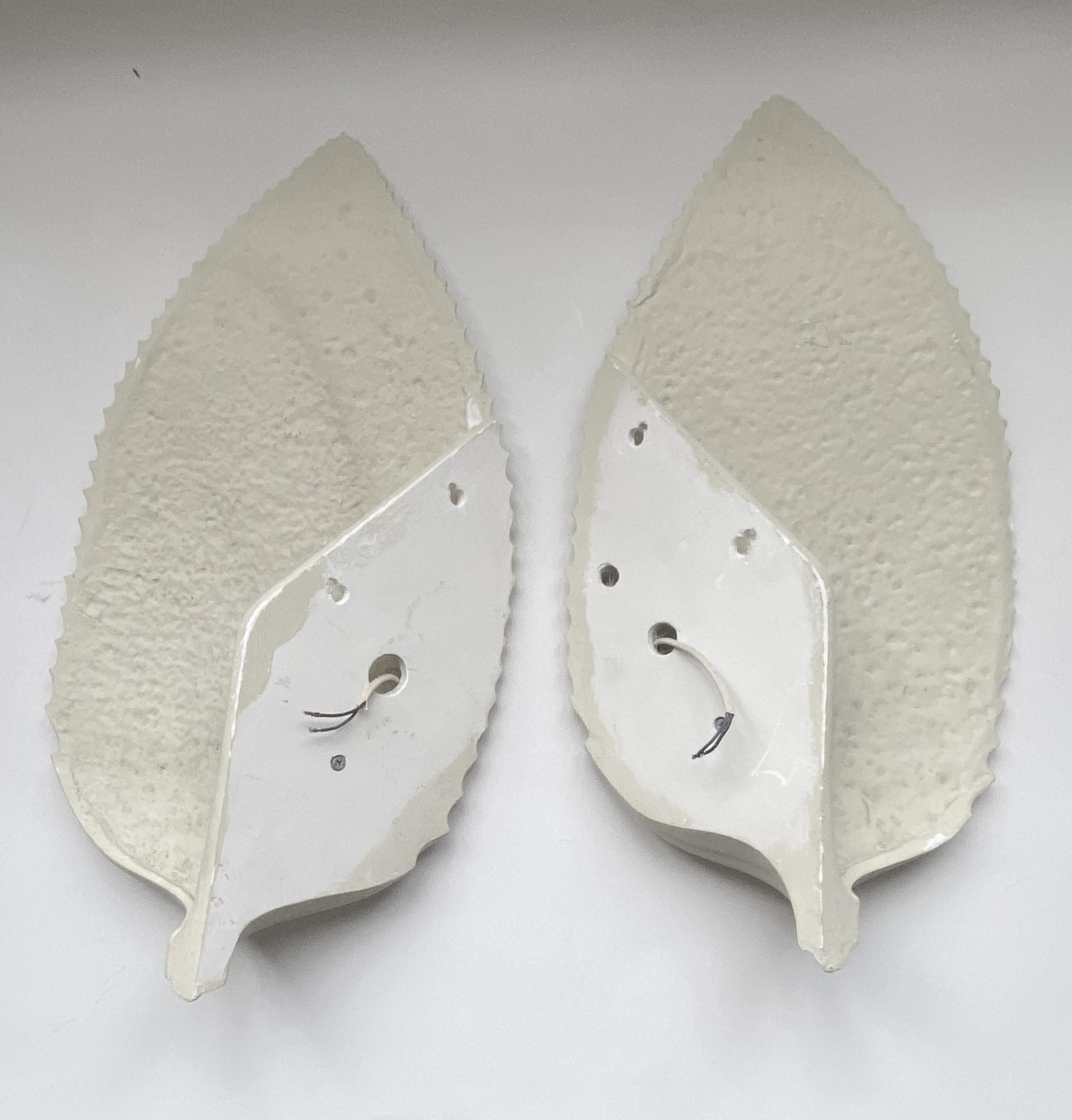 Late 20th Century French Plaster Beech Leaf Sconce in the style of Atelier Sedap, 1990s, set of 2.