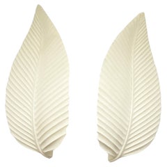 French Plaster Beech Leaf Sconce in the style of Atelier Sedap, 1990s, set of 2.