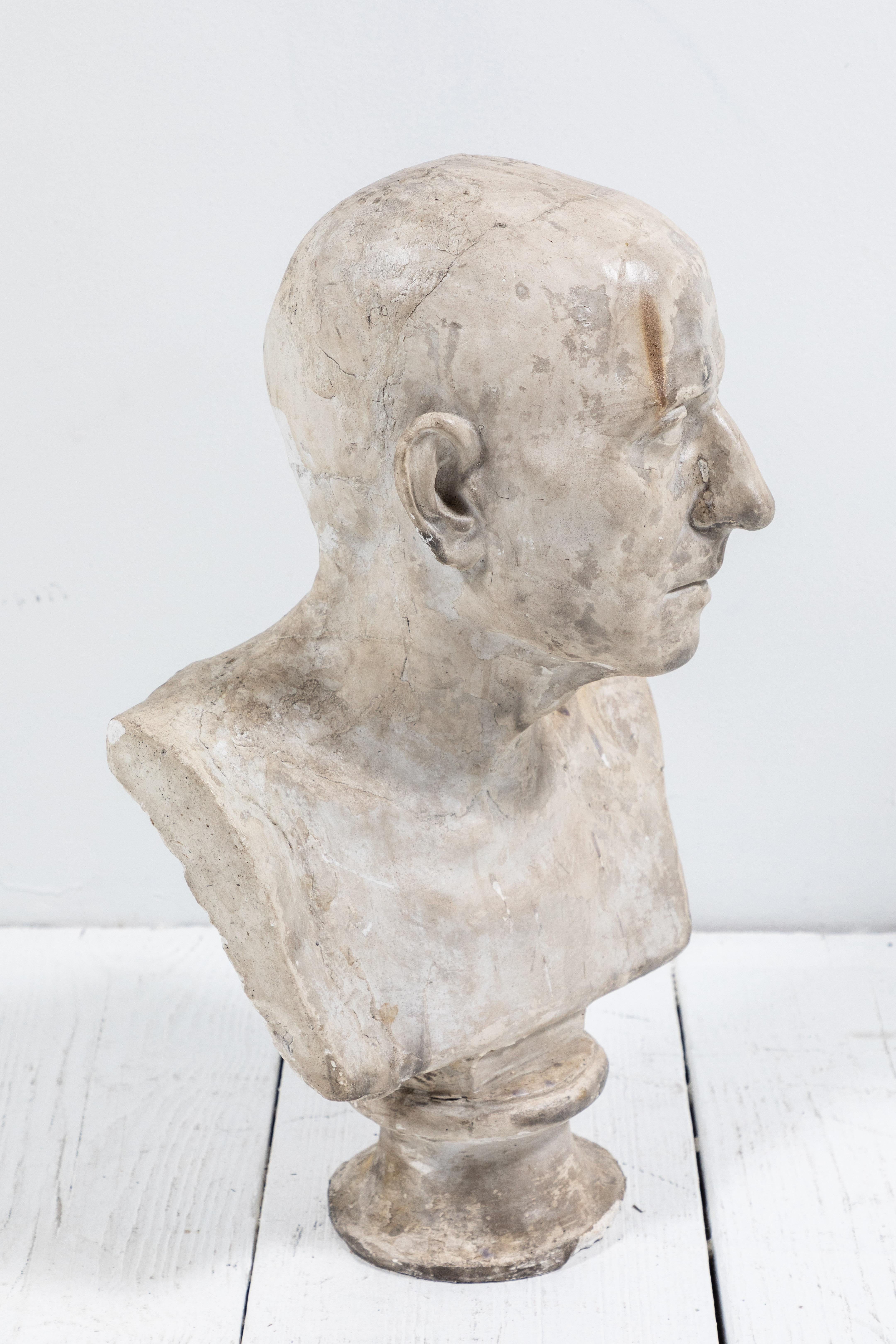 French plaster bust of male figure.