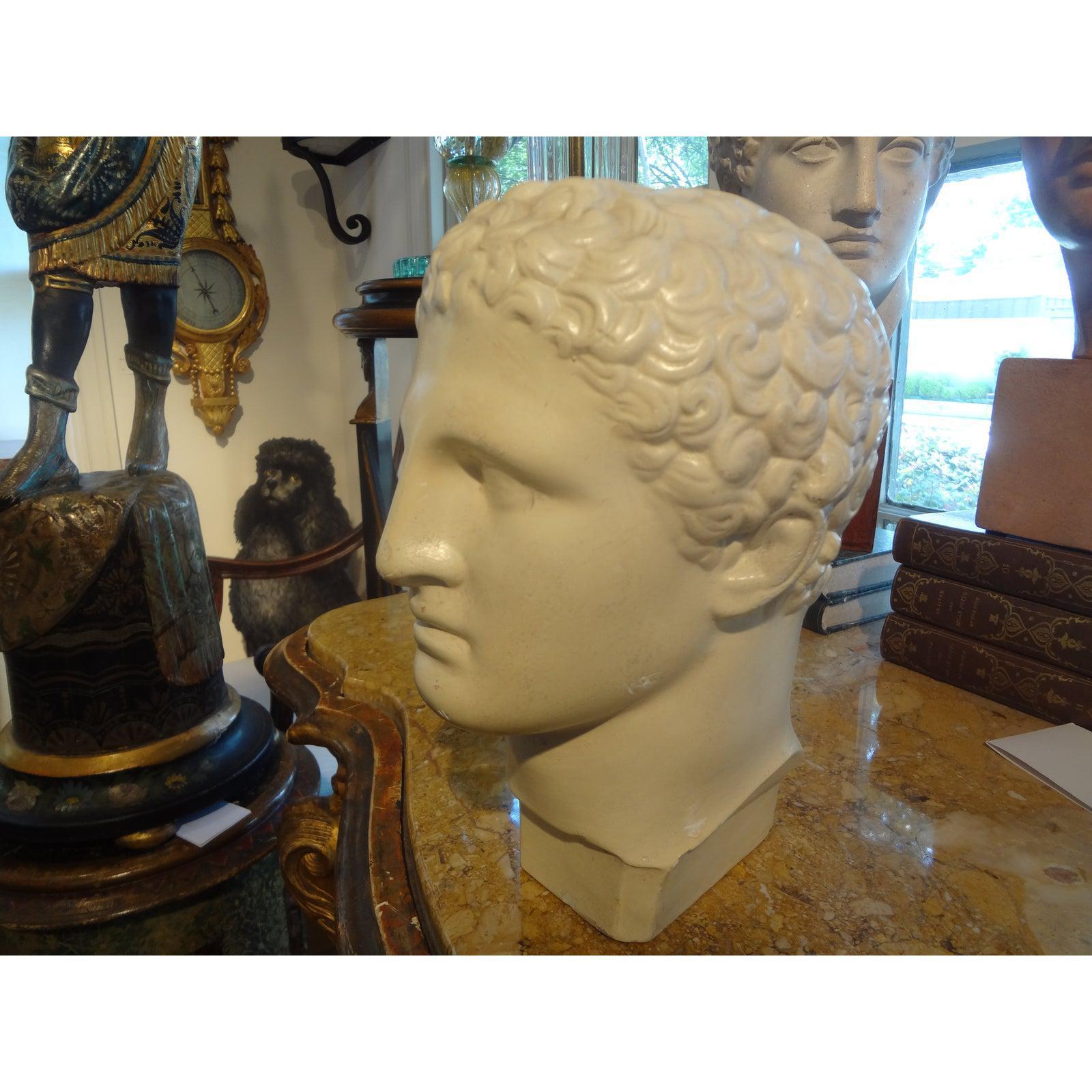 Classical Greek French Plaster Bust of a Classical Male