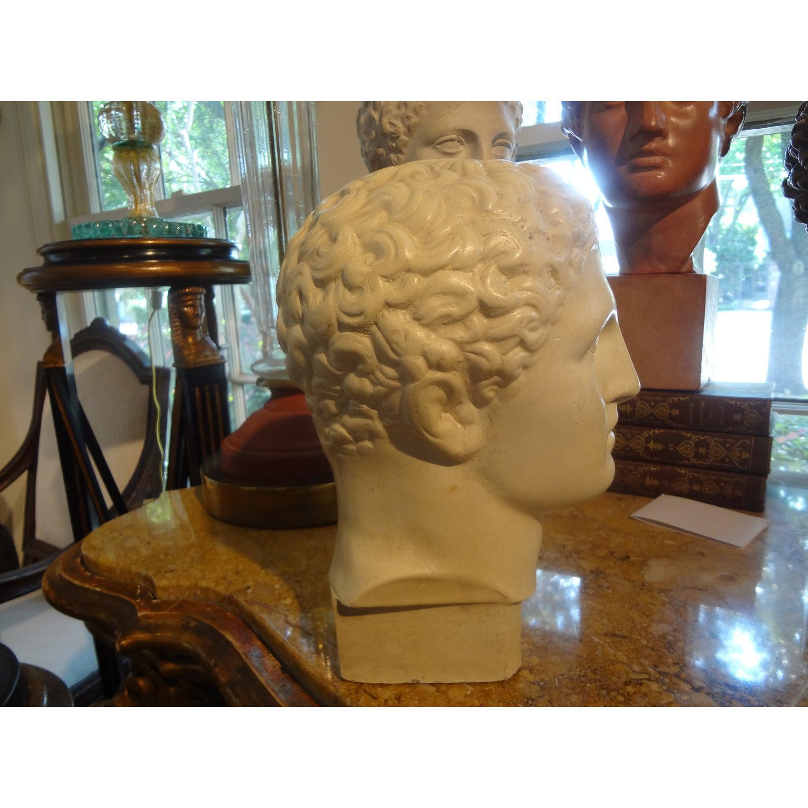 French Plaster Bust of a Classical Male In Good Condition In Houston, TX