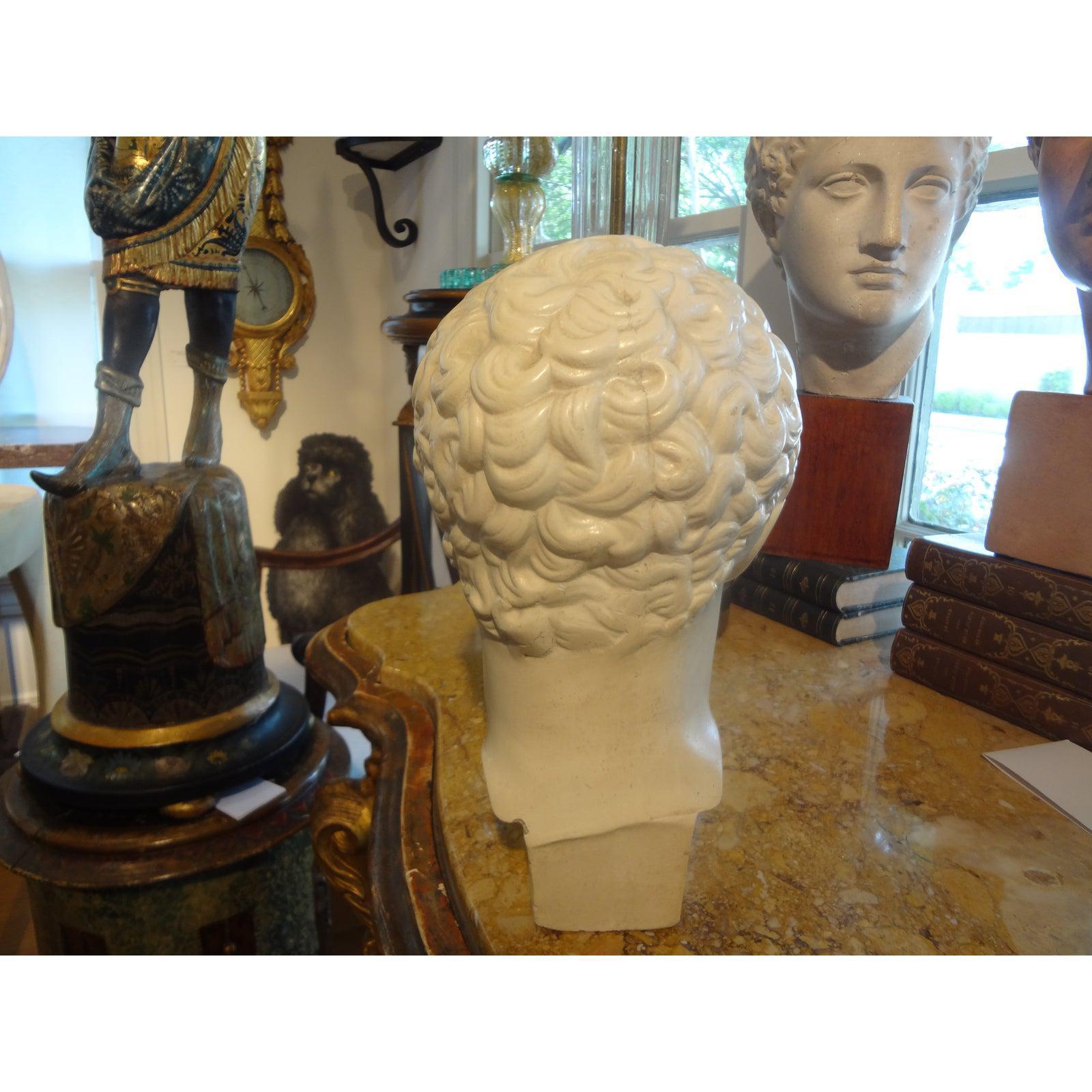 Early 20th Century French Plaster Bust of a Classical Male