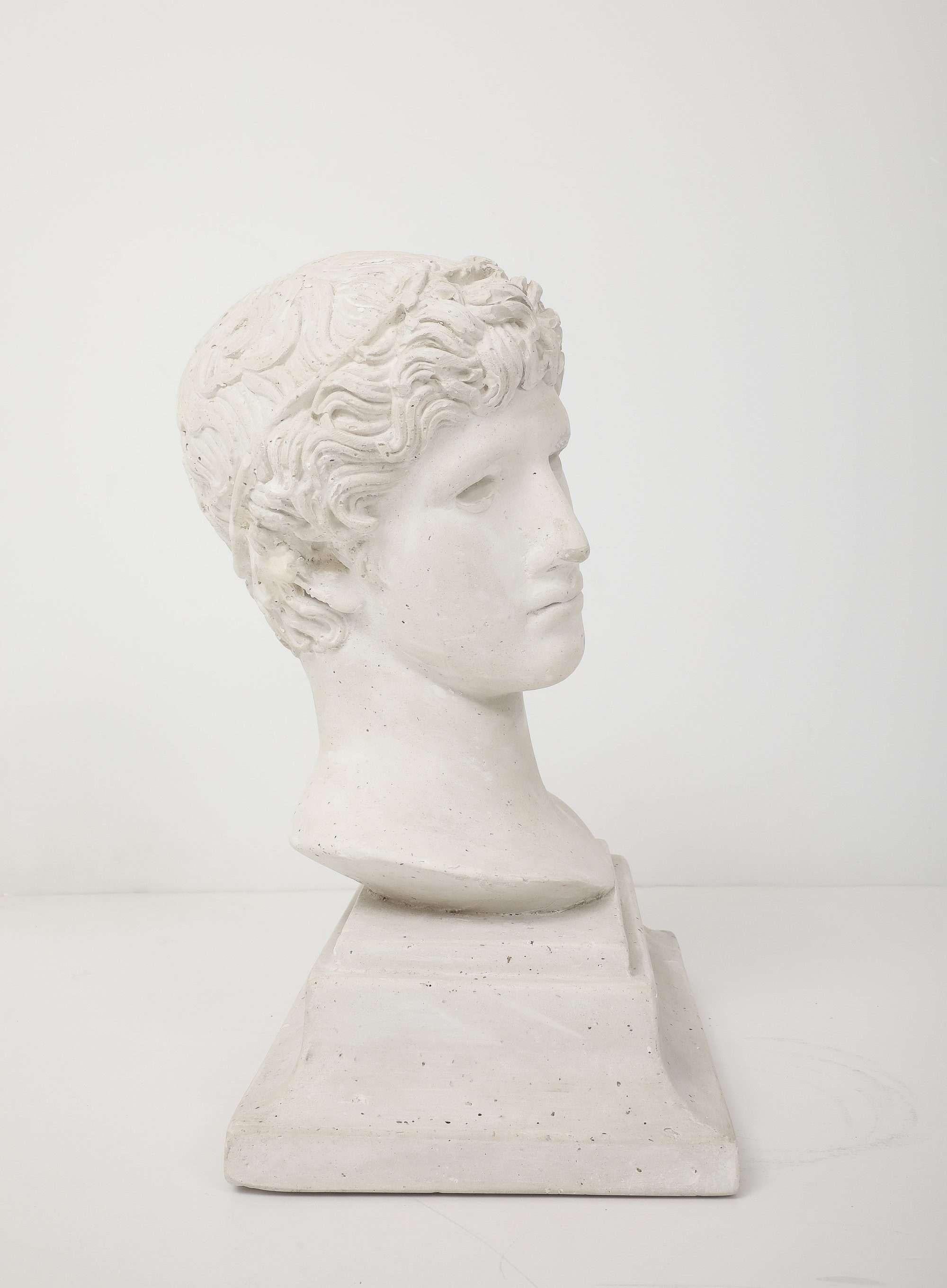 Neoclassical French Plaster Bust of a Classical Youth For Sale