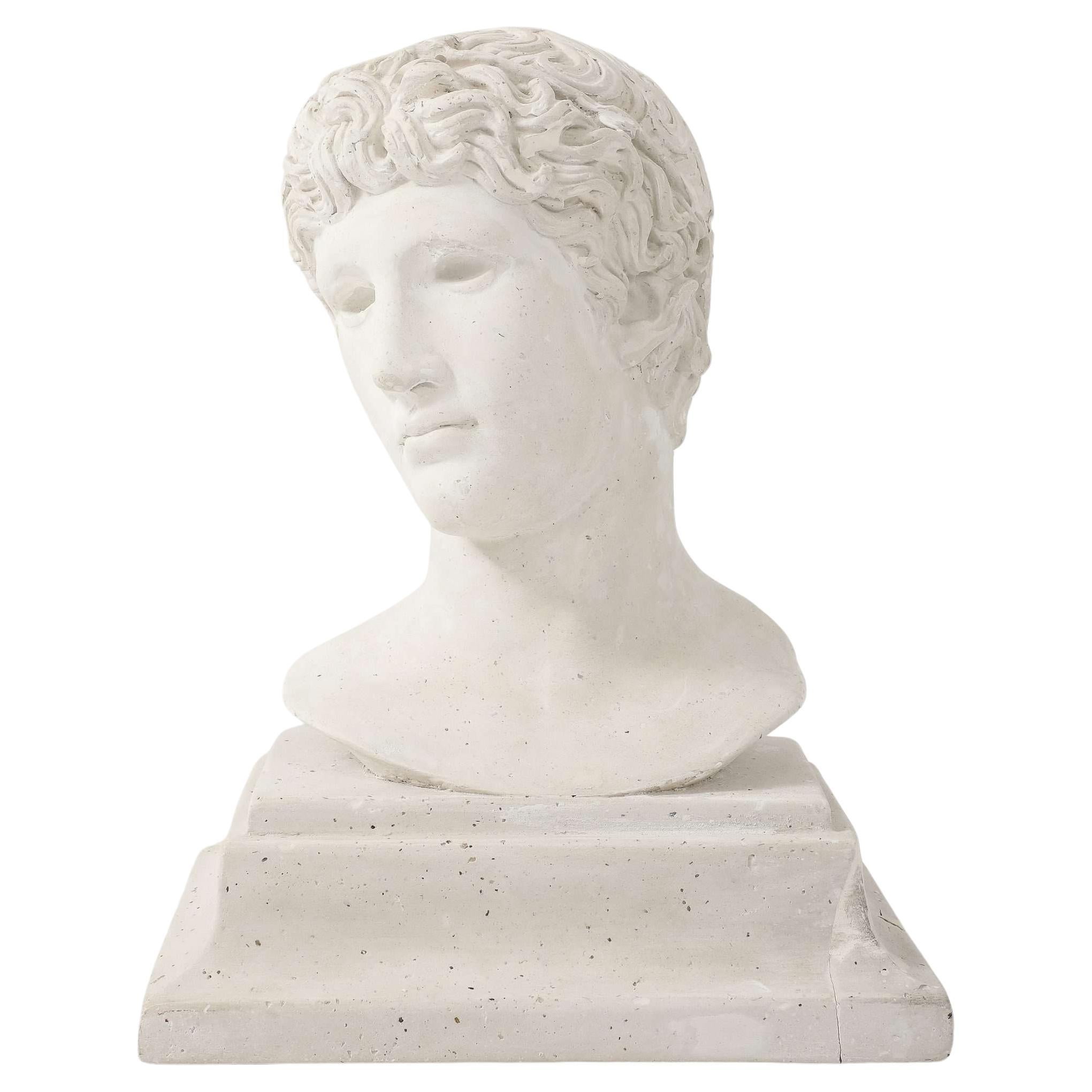 French Plaster Bust of a Classical Youth