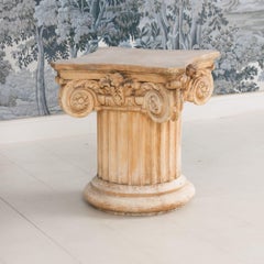 French Plaster Column Stand Side Table