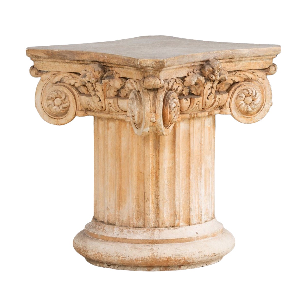 French Plaster Column Stand Side Table For Sale