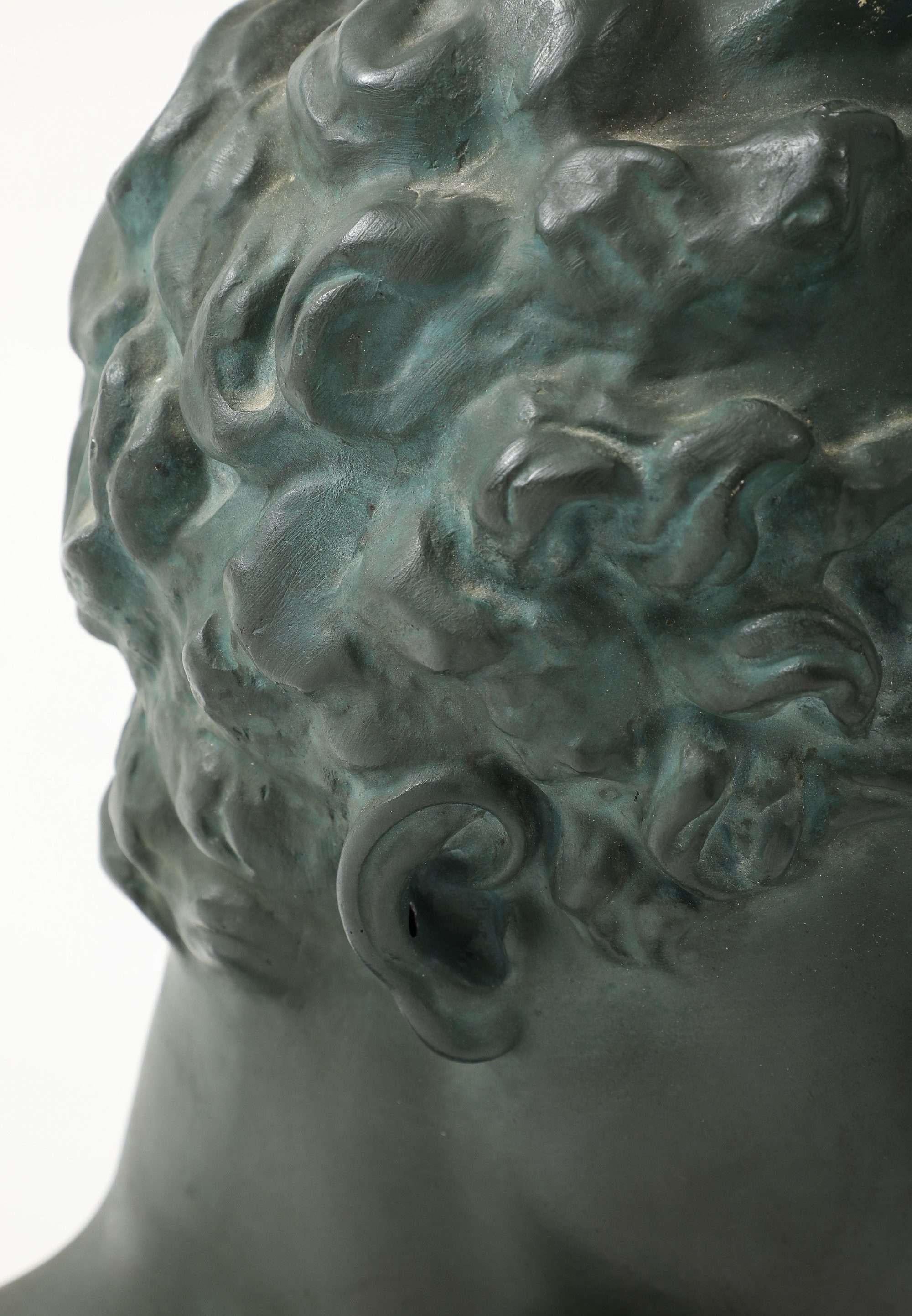 Neoclassical French Plaster Dark Hermès Bust For Sale