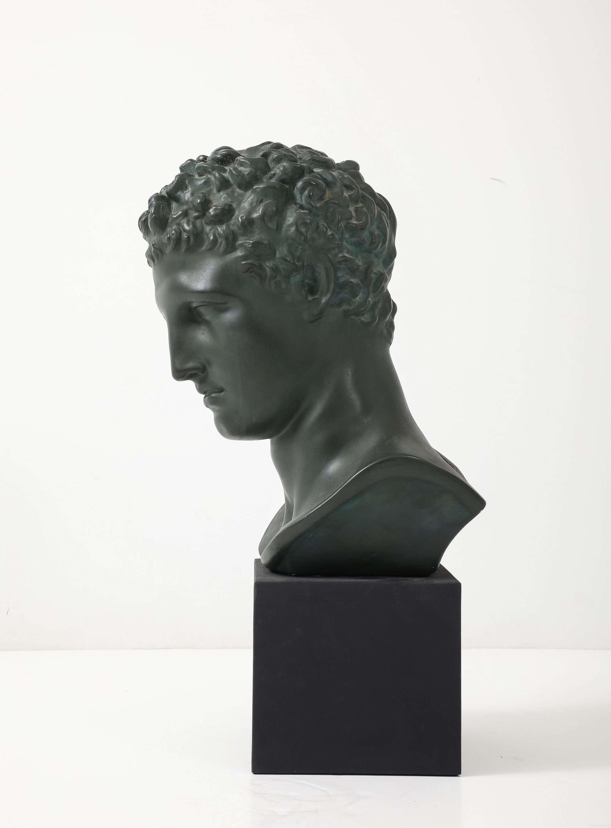 20th Century French Plaster Dark Hermès Bust For Sale
