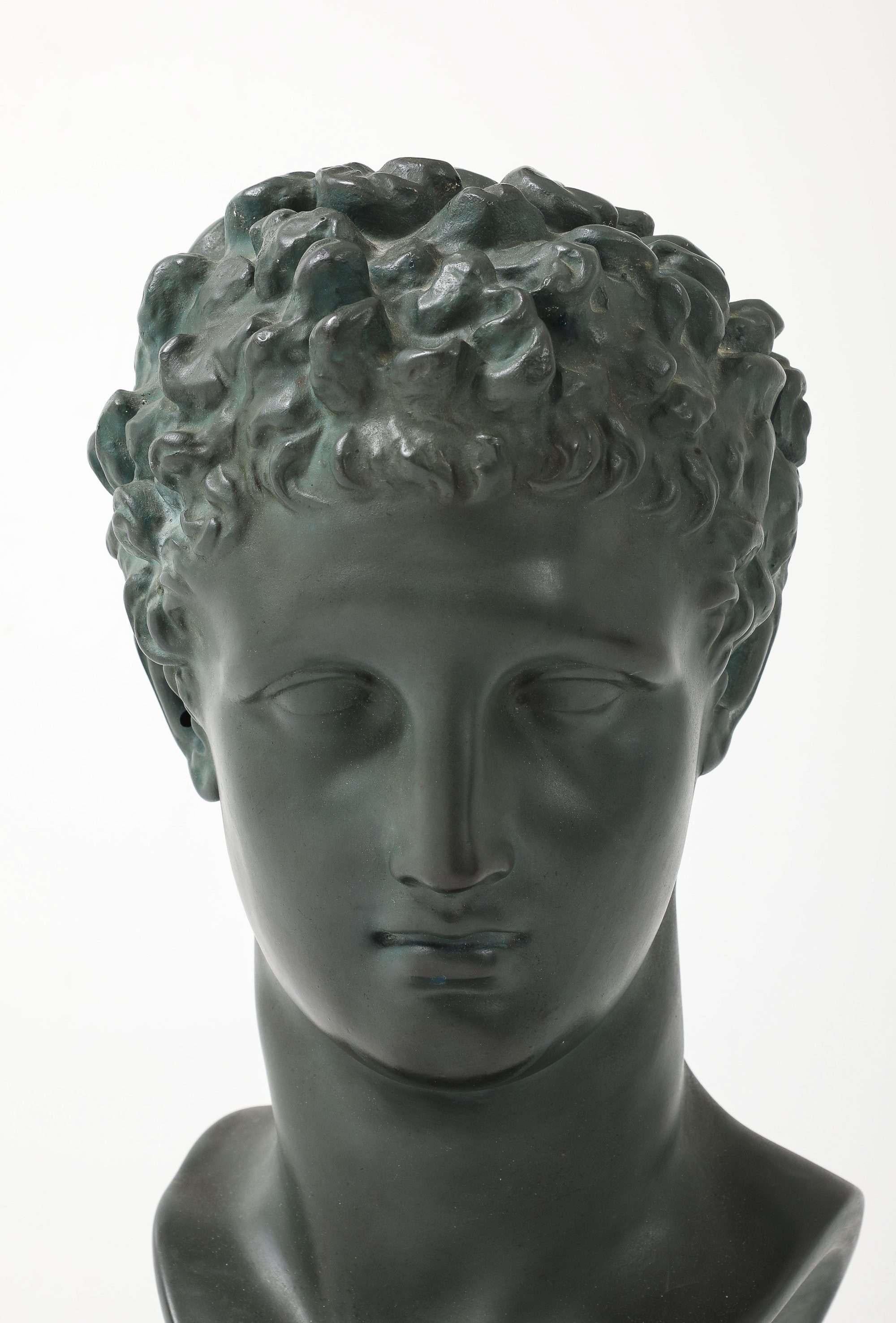 French Plaster Dark Hermès Bust For Sale 1
