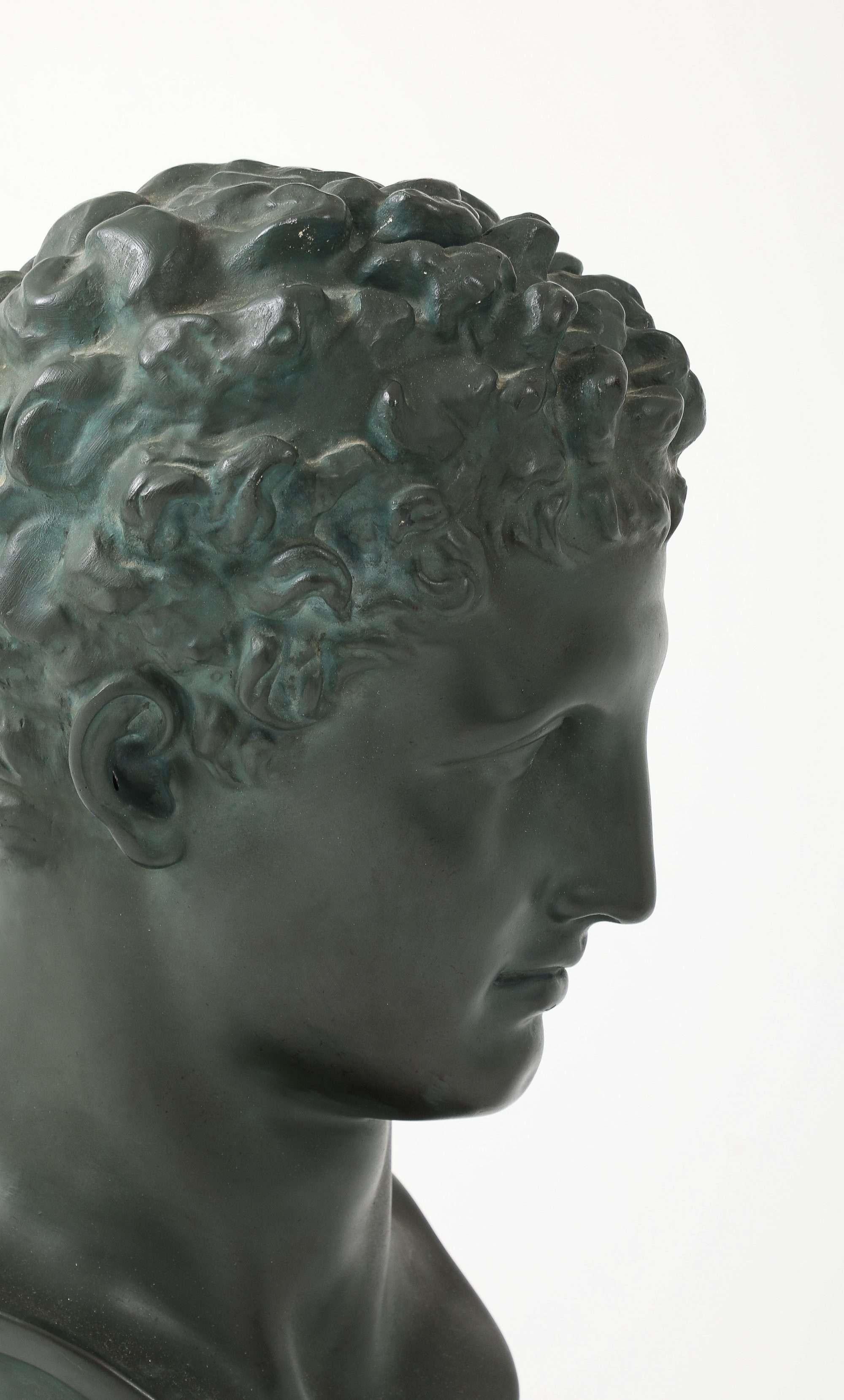 French Plaster Dark Hermès Bust For Sale 2