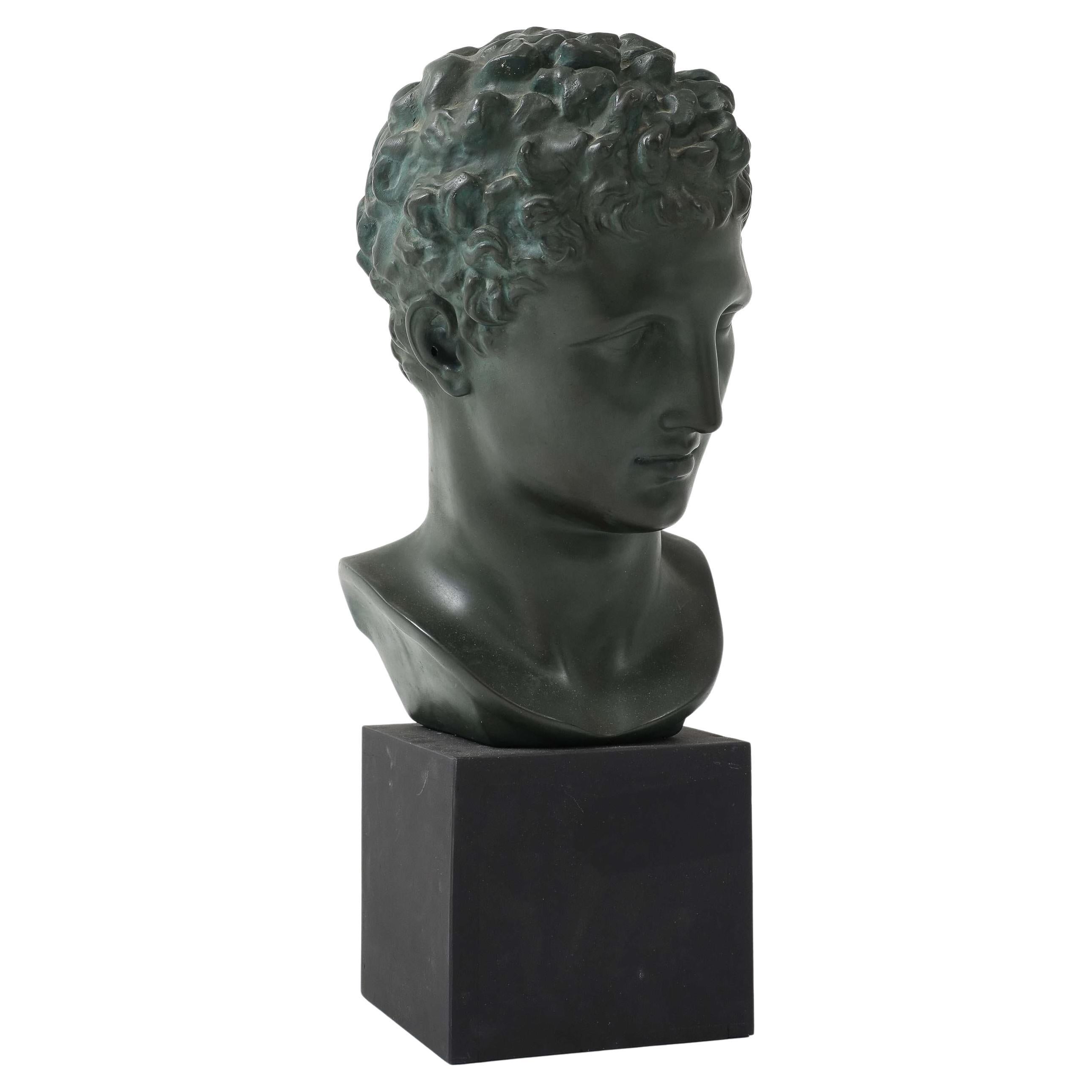 French Plaster Dark Hermès Bust For Sale