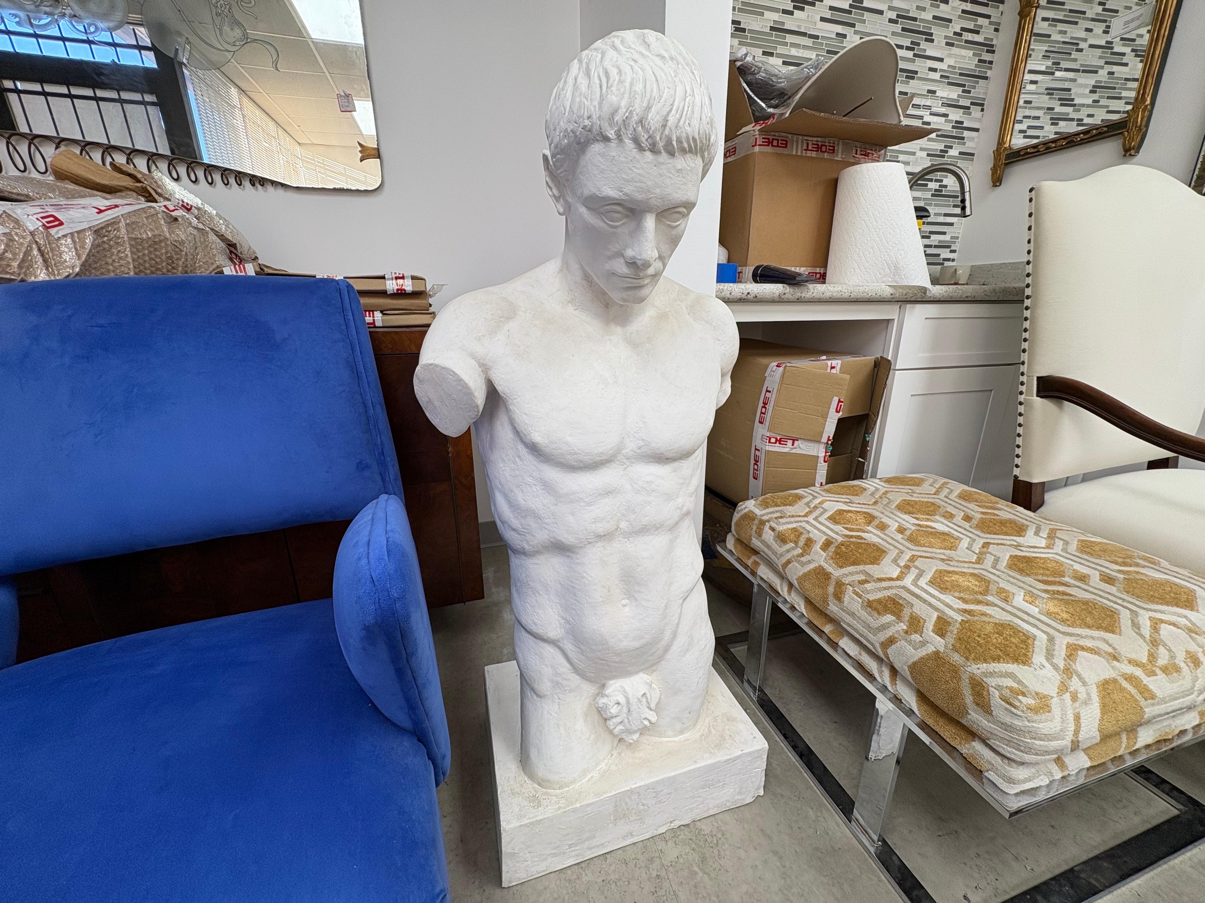 Torso maschile in gesso francese in vendita 2