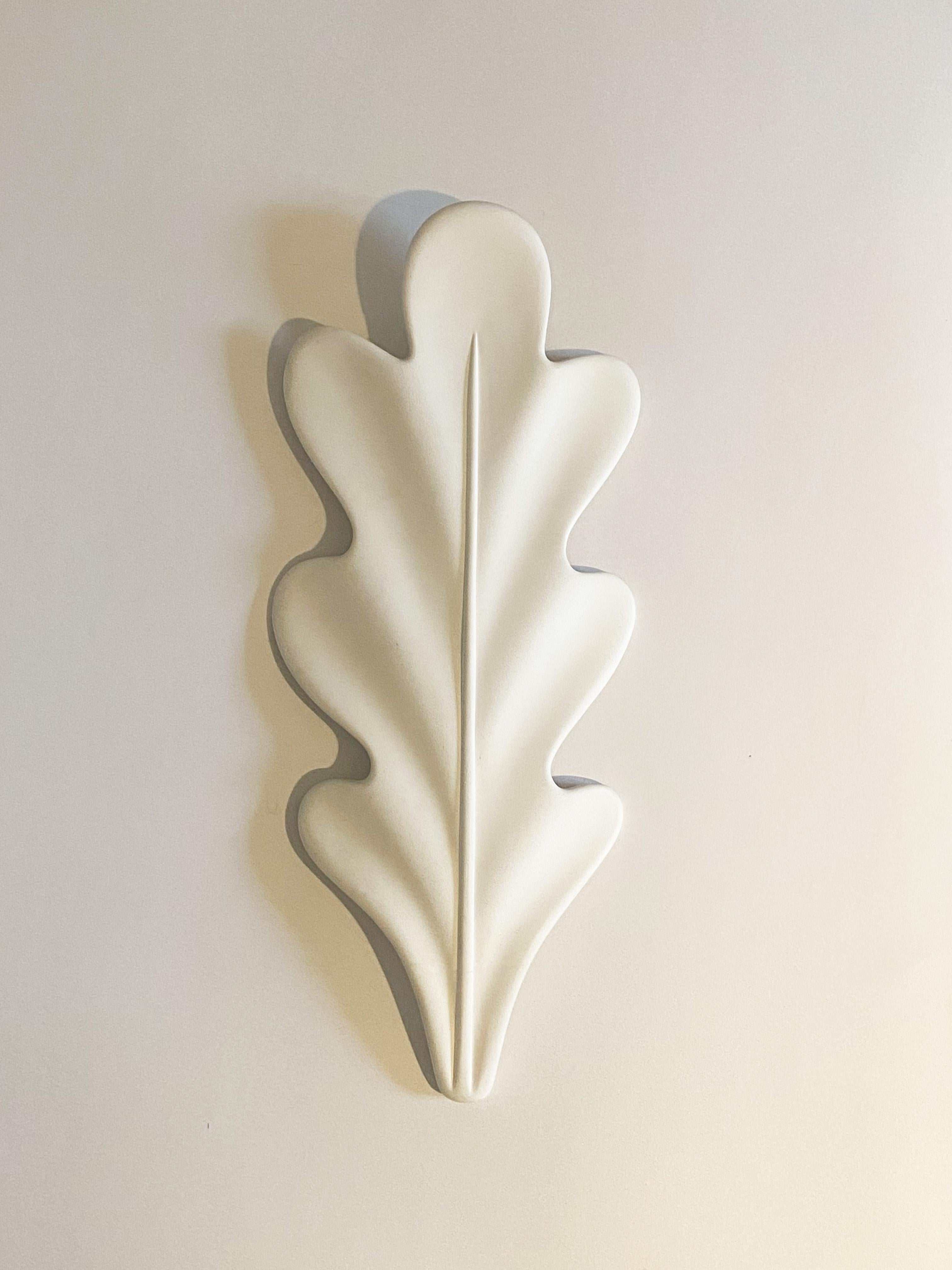 Art Deco French Plaster Oak Leaf Sconce by Atelier Sedap, 1990s.
