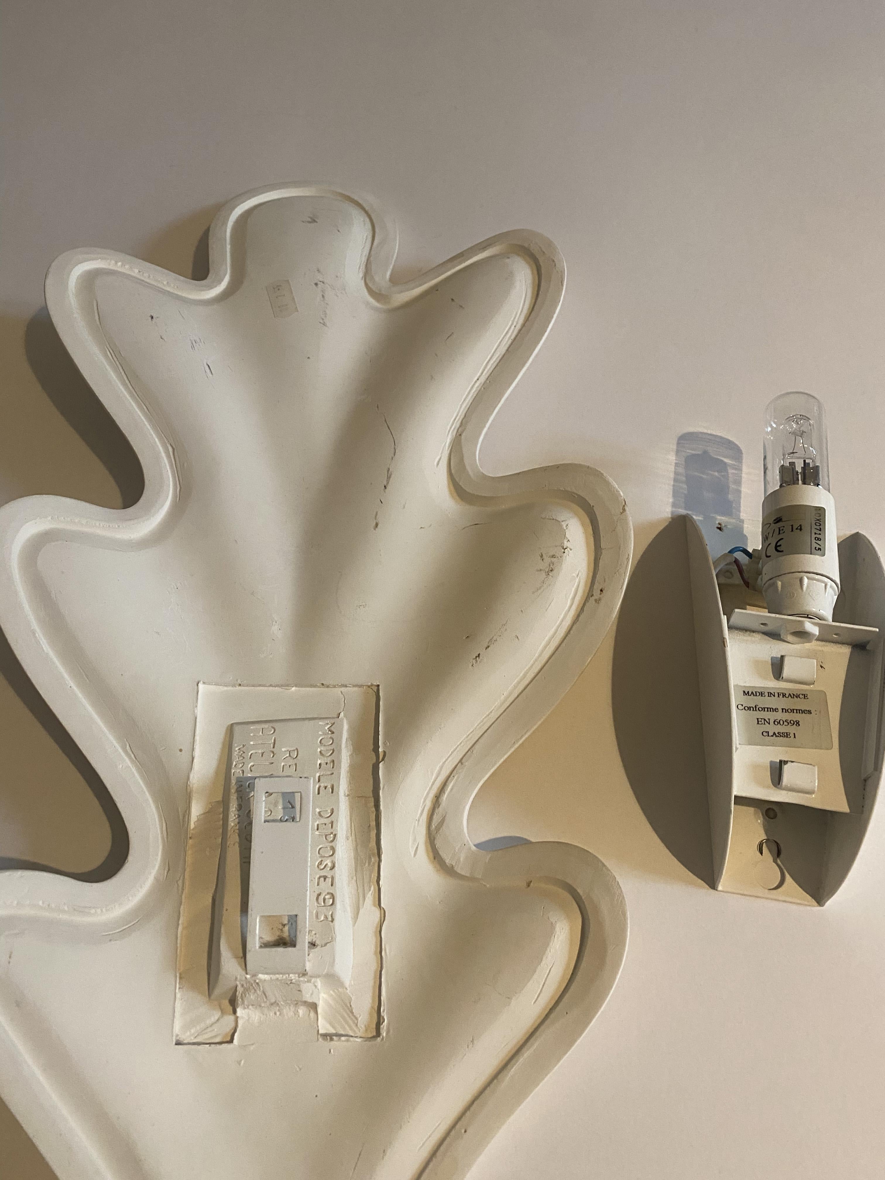 Late 20th Century French Plaster Oak Leaf Sconce by Atelier Sedap, 1990s.