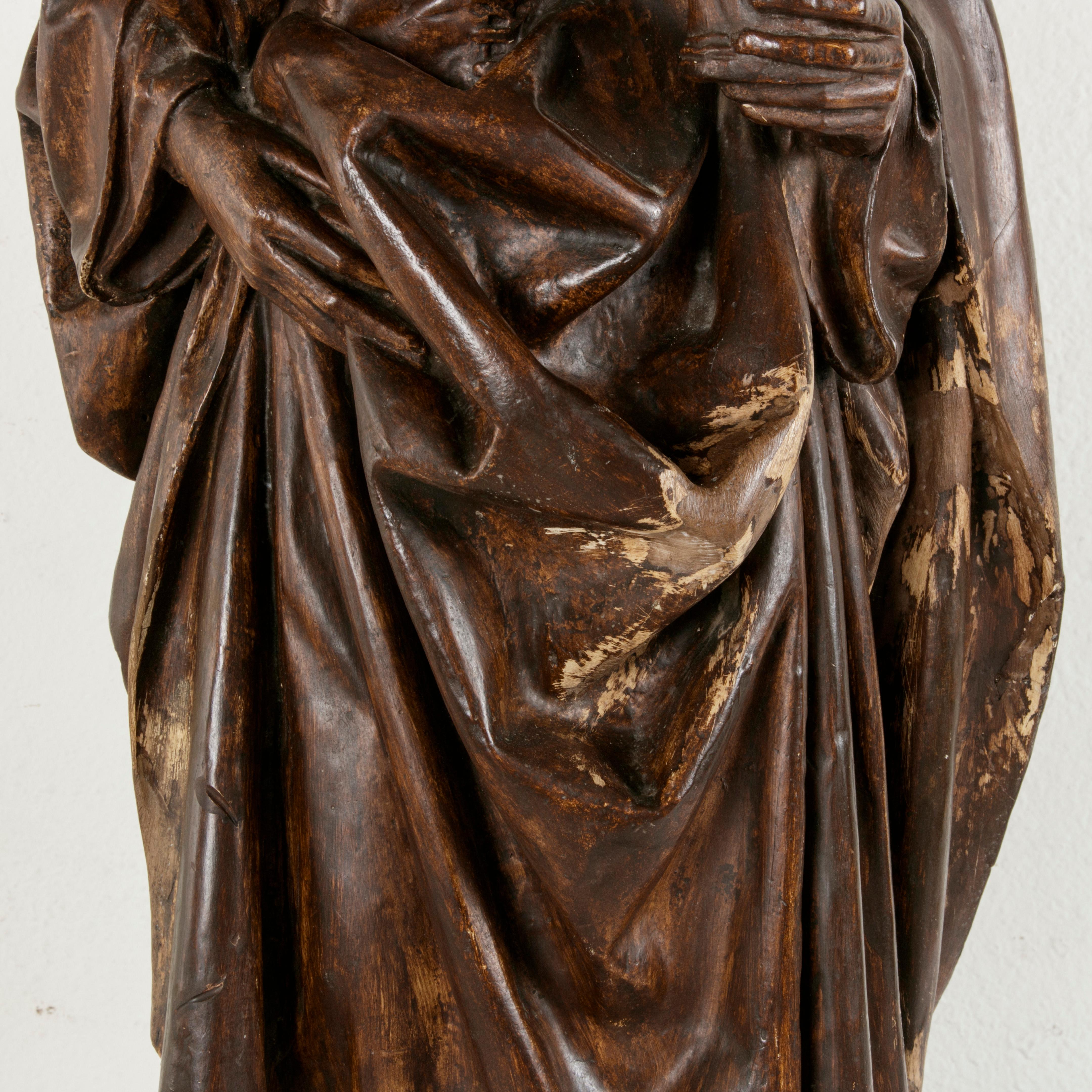 French Plaster on Wood Sculpture of Mary Magdalene in Renaissance Dress 5