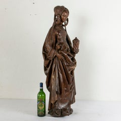 French Plaster on Wood Sculpture of Mary Magdalene in Renaissance Dress