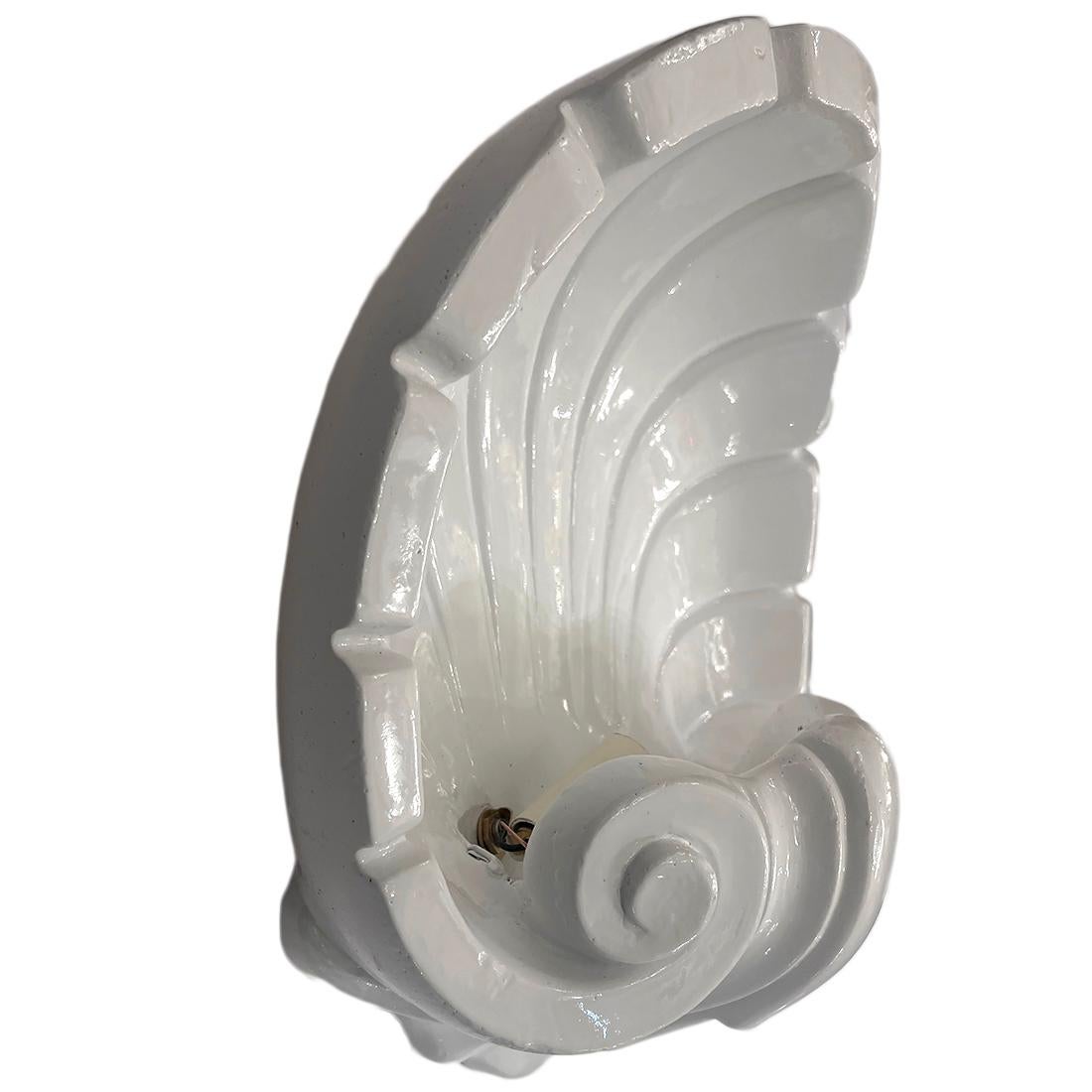 French Plaster Shell Sconces In Good Condition For Sale In New York, NY