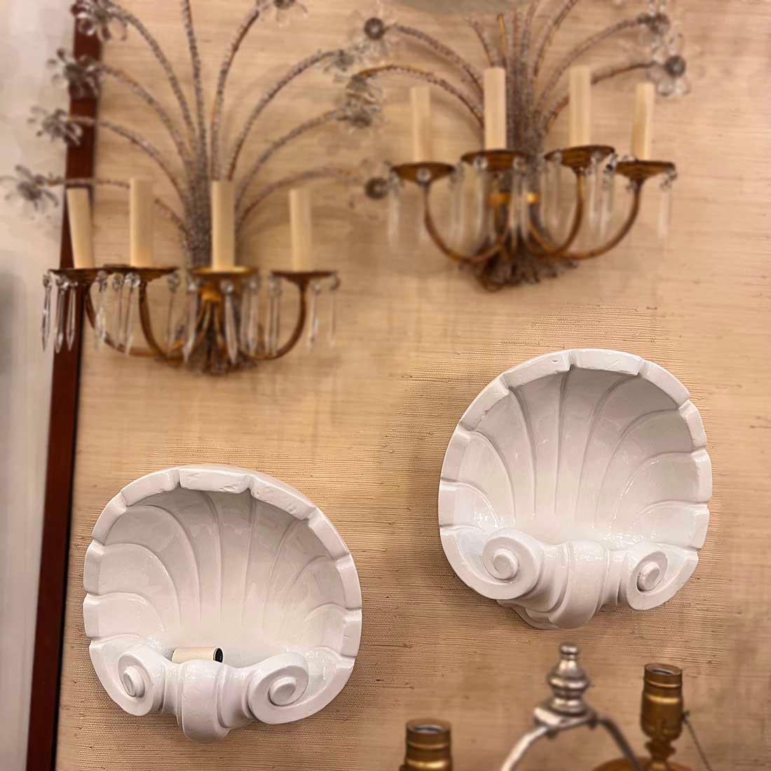 Lámparas francesas de concha de yeso en venta 3