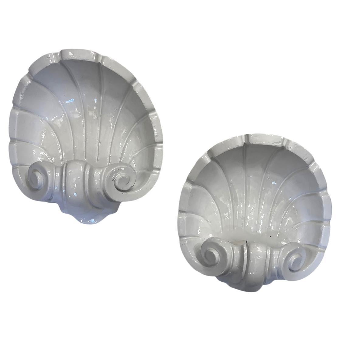 French Plaster Shell Sconces