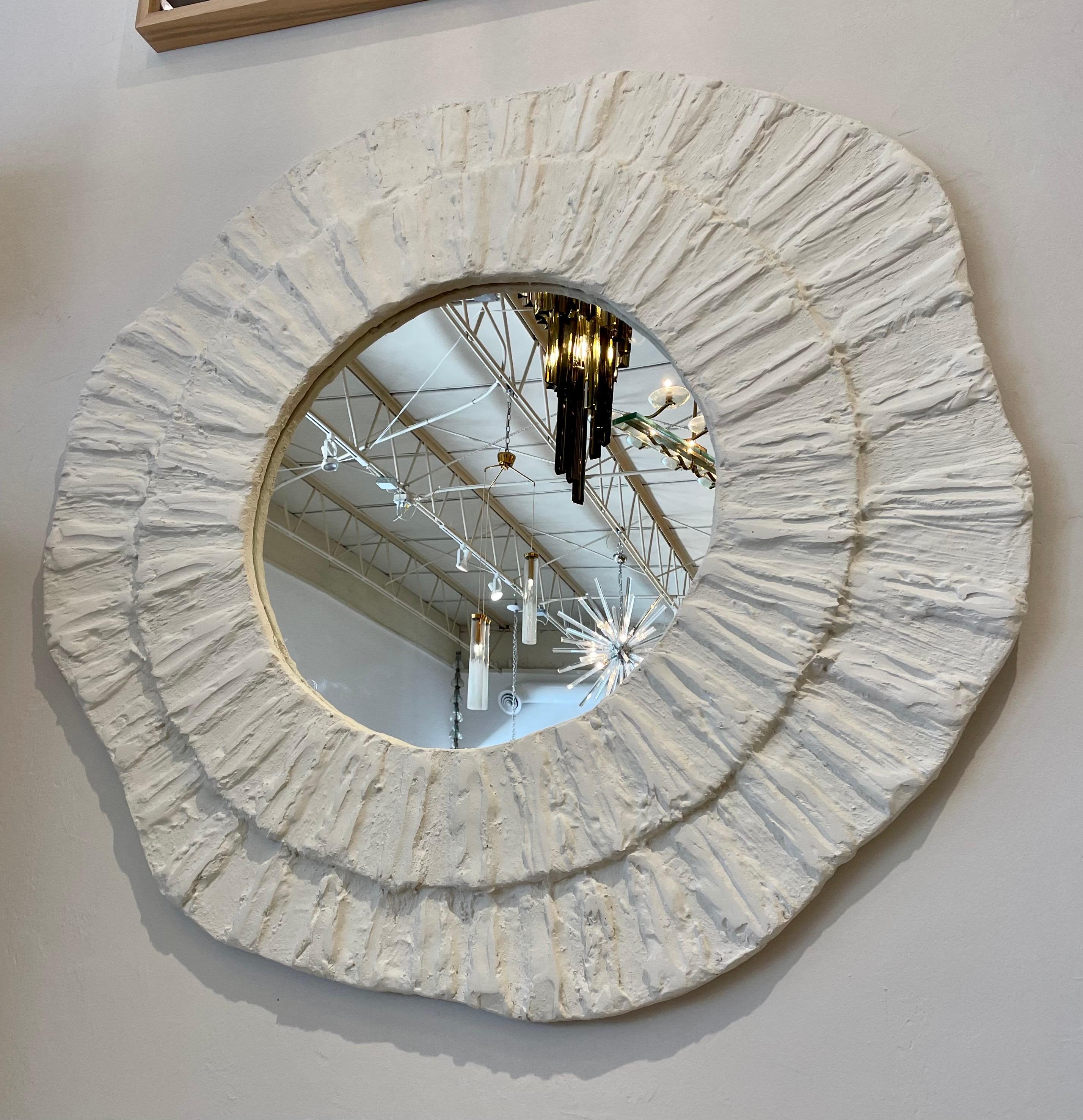 French Plaster Textured Amorphic Mirror For Sale 5