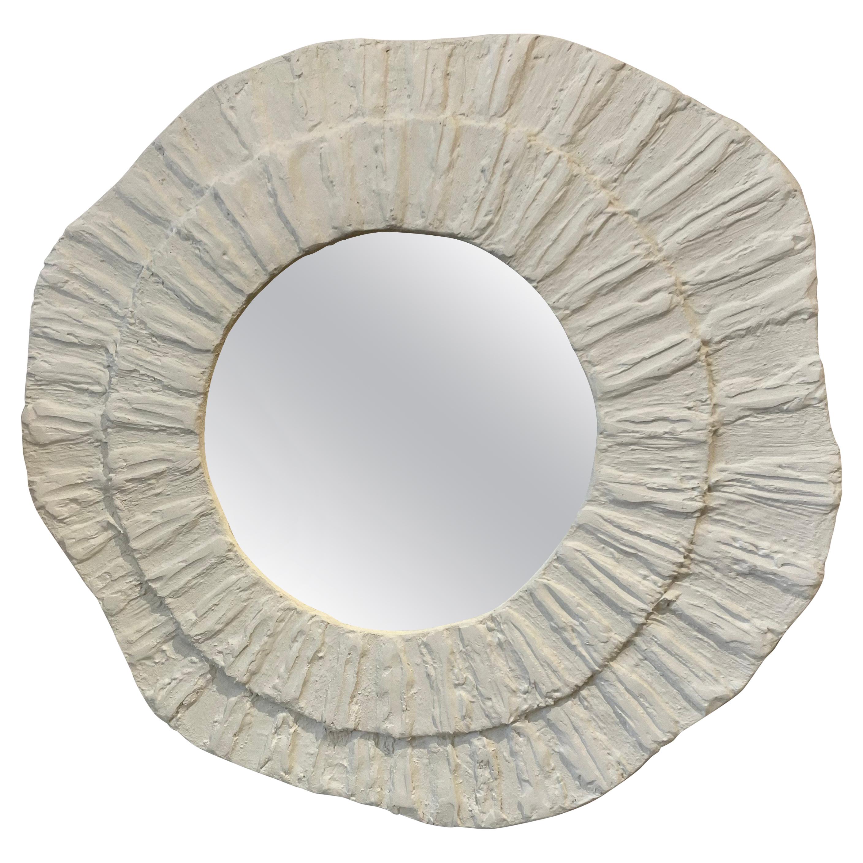 French Plaster Textured Amorphic Mirror For Sale