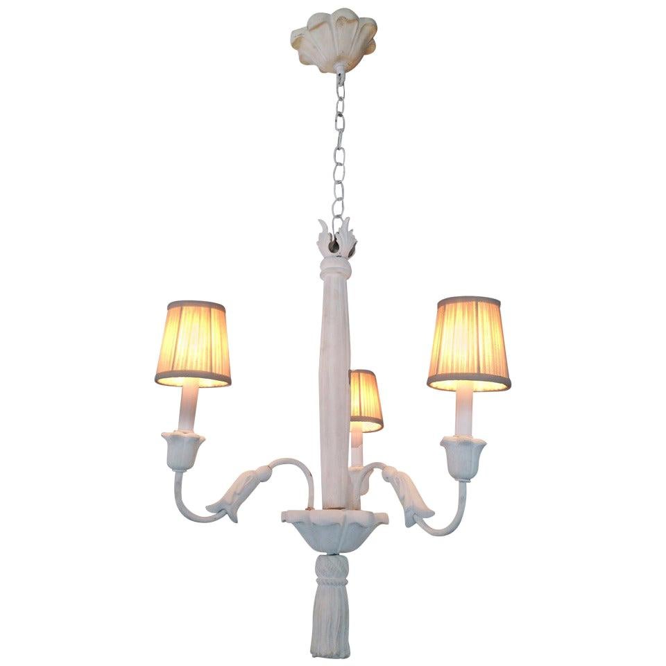 French Plaster Three-Arm Chandelier in the Style of Serge Roche