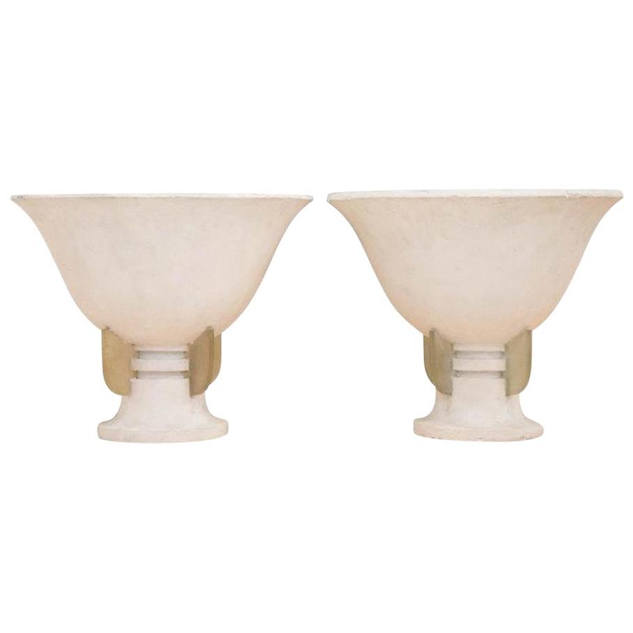 French Plaster Urn Shaped Table Lamps, Pair