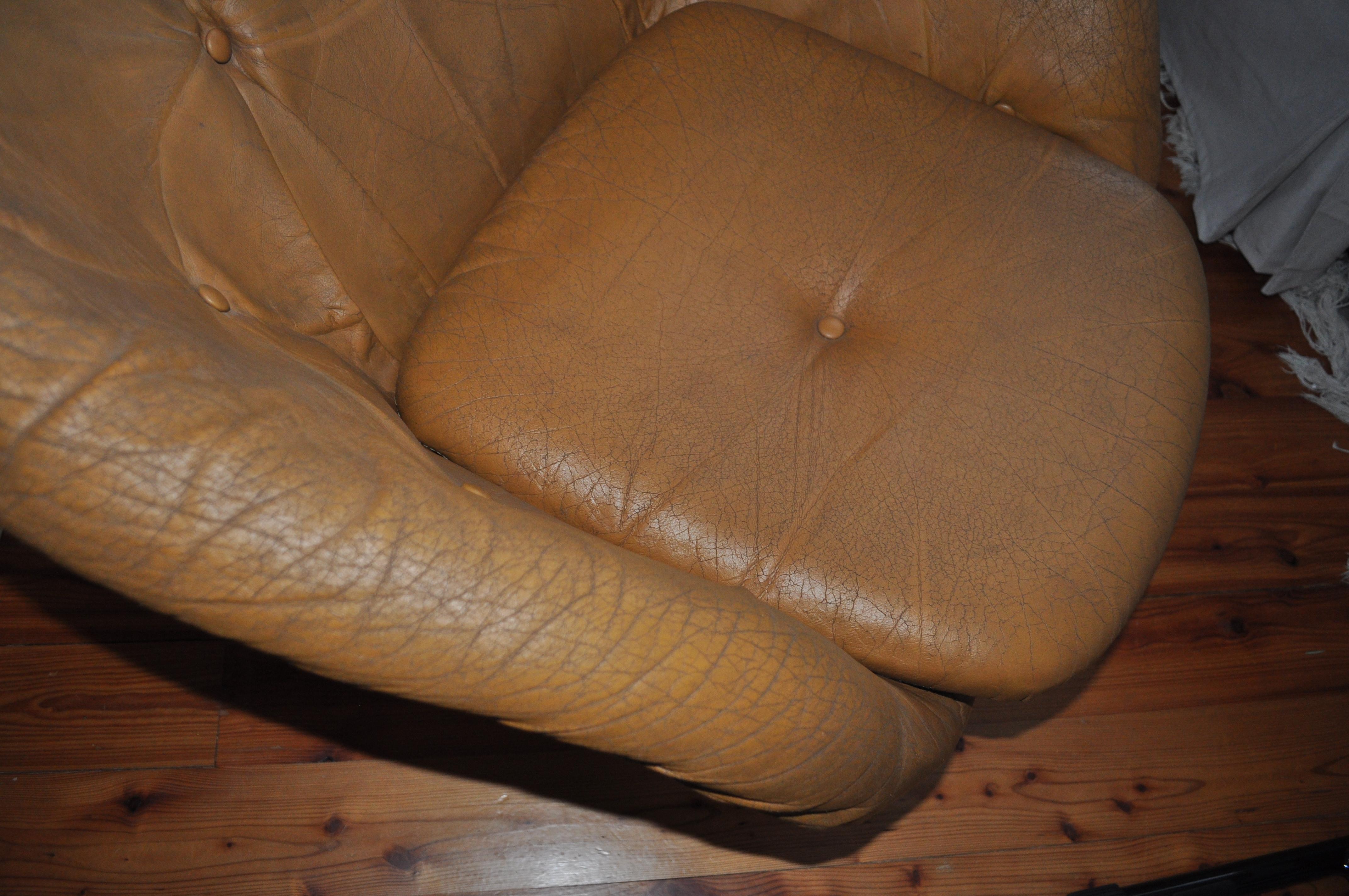 Faux Leather French Plastic Club Chair by Rafael, 1970s For Sale