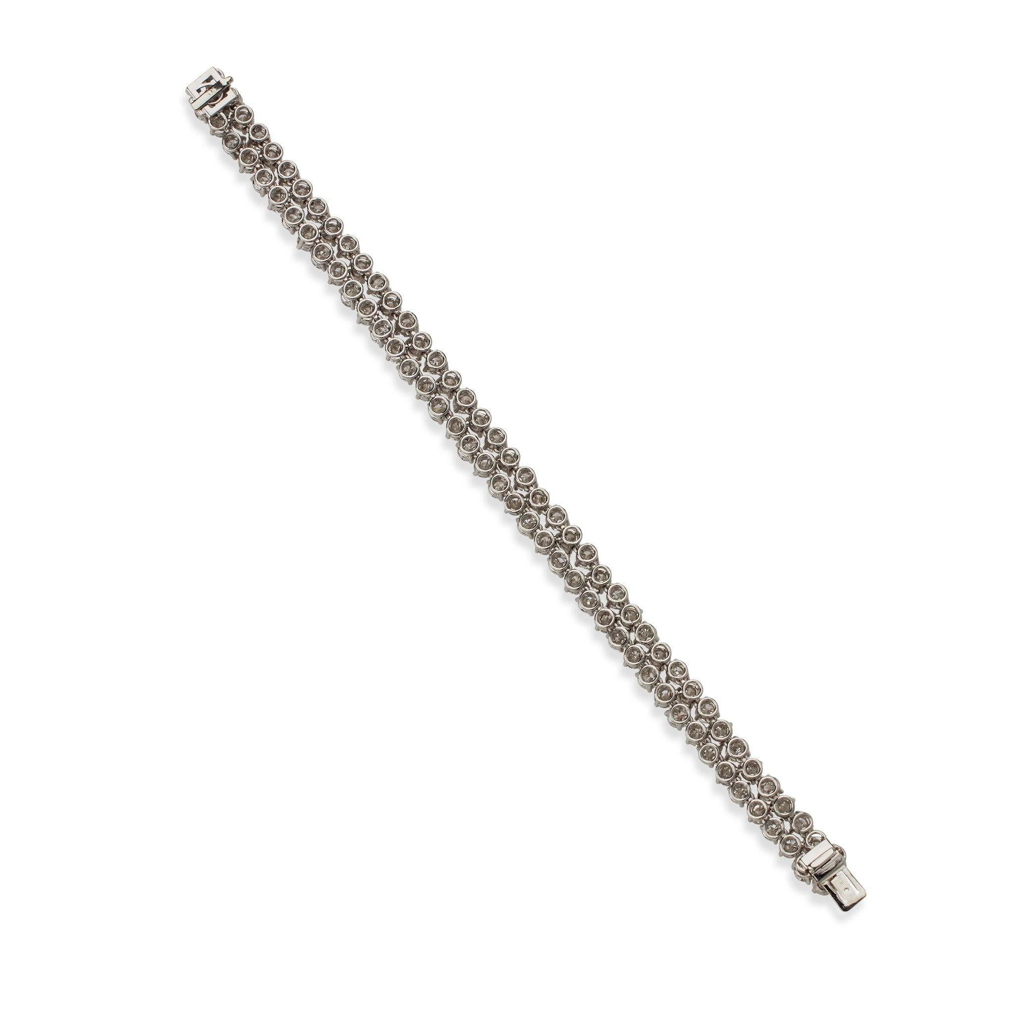 Bracciale francese in platino e diamanti a doppia linea, Bijouterie Bouchet In condizioni ottime in vendita a New York, NY