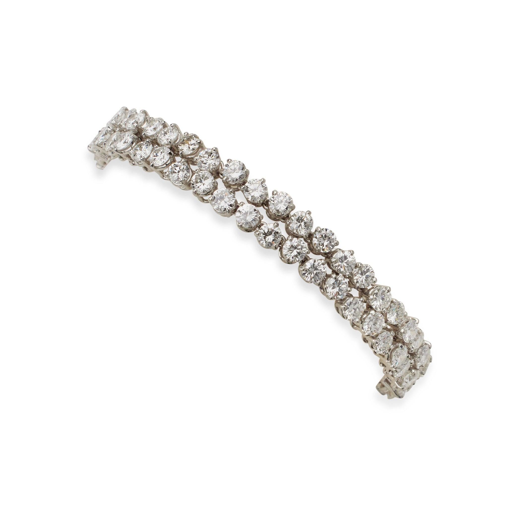 da uomo o donna Bracciale francese in platino e diamanti a doppia linea, Bijouterie Bouchet in vendita