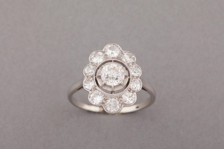 French Platinum and Diamonds Art Deco Ring For Sale at 1stdibs French Platinum and Diamonds Art Deco Ring For Sale at 1stdibs