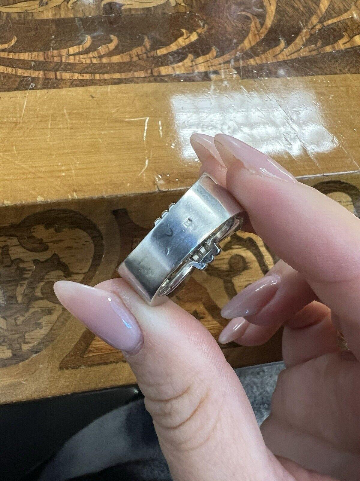 FRENCH Platinum & Diamond Three Stone Tank Ring Circa 1940s For Sale 1