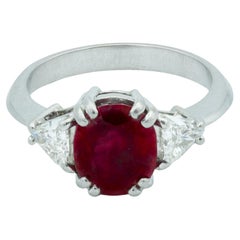 Antique French Platinum Mounted Burma Heated Ruby 1.3 Carat With Diamonds