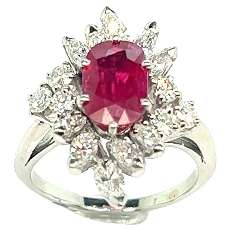 French Platinum Ring Brazilian Ruby Diamonds For Sale