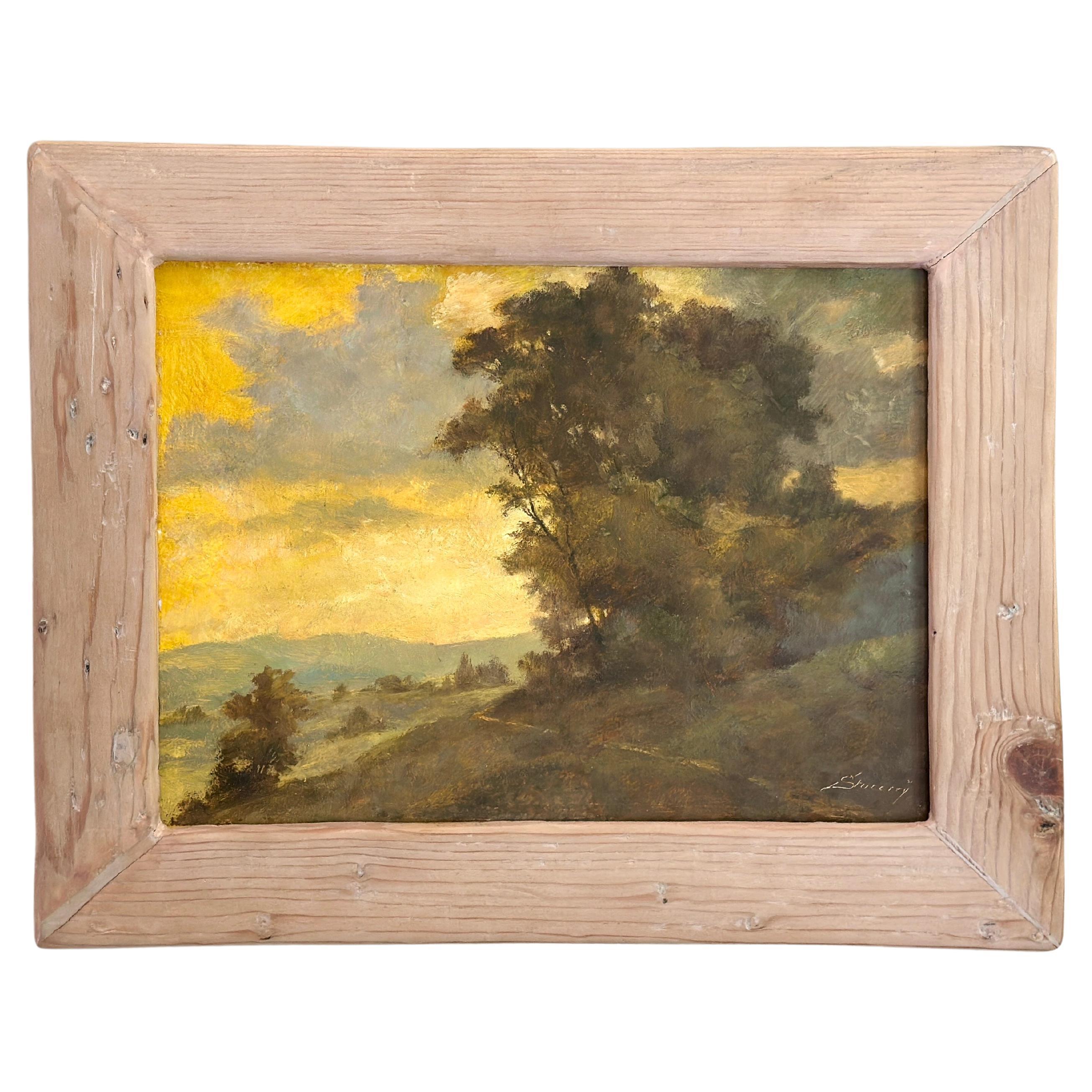 French Plein Air landscape oil painting, c. 1900 by Albert Stucorry For Sale