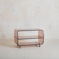French Plexiglass Bar Cart on Casters Attributed to Michel Dumas