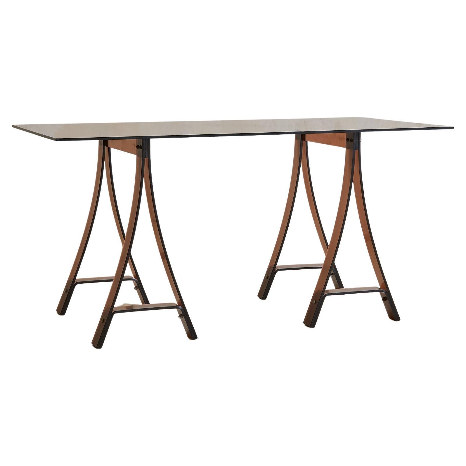 French Plexiglass Desk with Glass Top by Marcello Gacita + Pierre Tiberi, 1970s