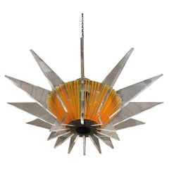 French Plexiglass Geometric Ceiling Lamp, 1980s