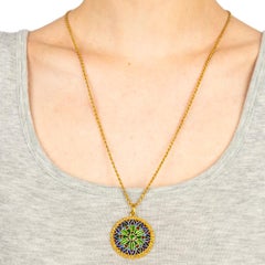 French Plique-a-Jour Enameled 18k Gold Pendant, Paris, 20th Century
