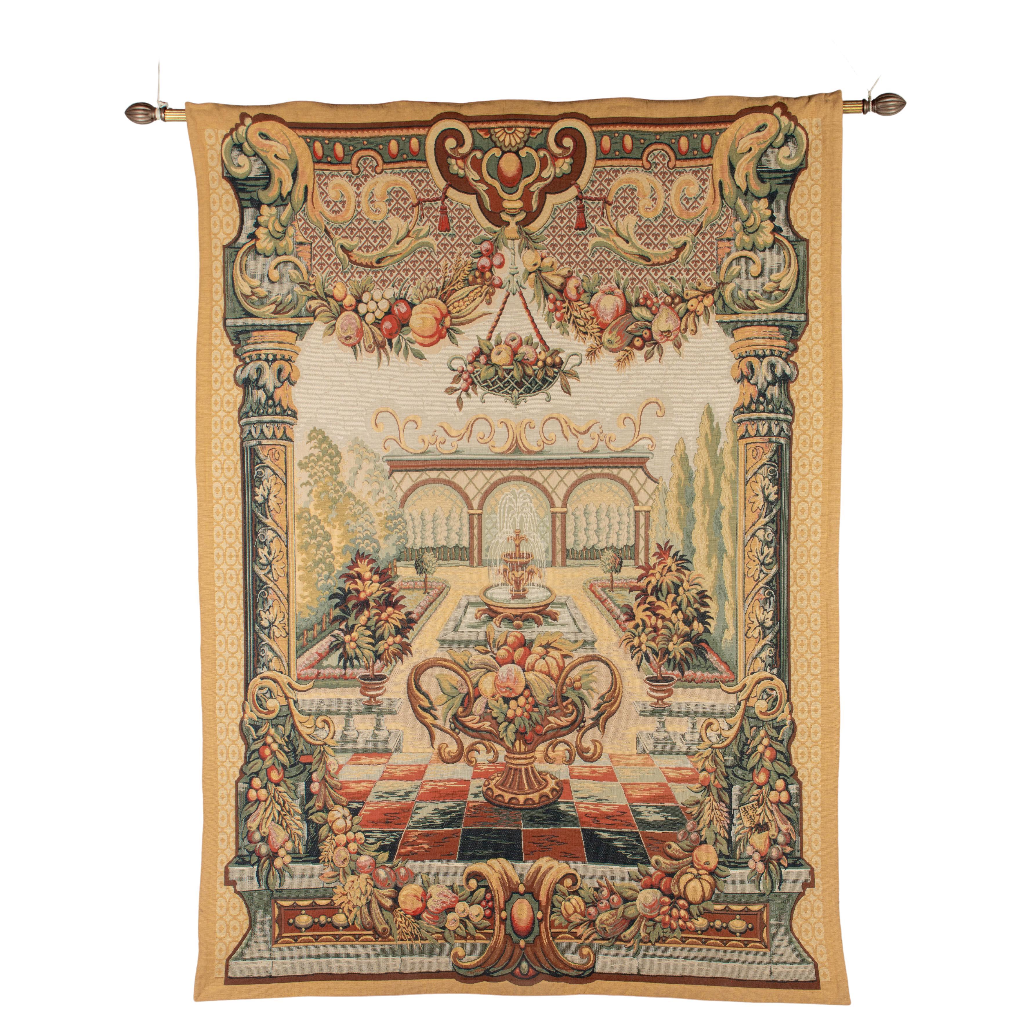 French Point de Loiselles Tapestry Le Jardin De Bagatelle