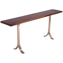 French-Polish Console in Antique Hardwood, Bronze Base by P. Tendercool in Stock