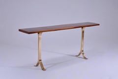 French-Polish Console in Antique Hardwood, Bronze Base by P. Tendercool in Stock